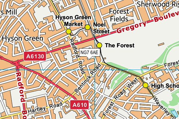 NG7 6AE map - OS VectorMap District (Ordnance Survey)