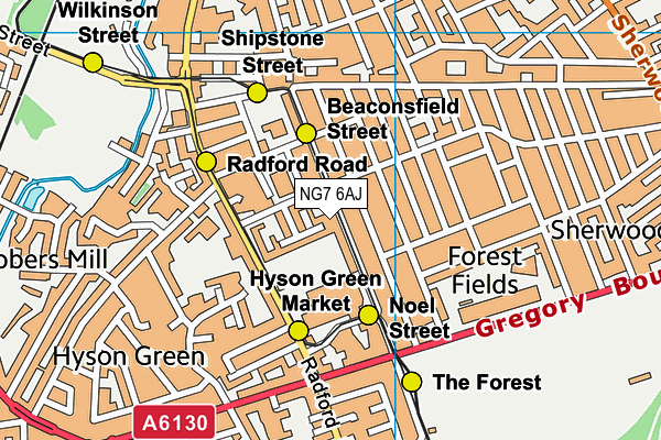 NG7 6AJ map - OS VectorMap District (Ordnance Survey)