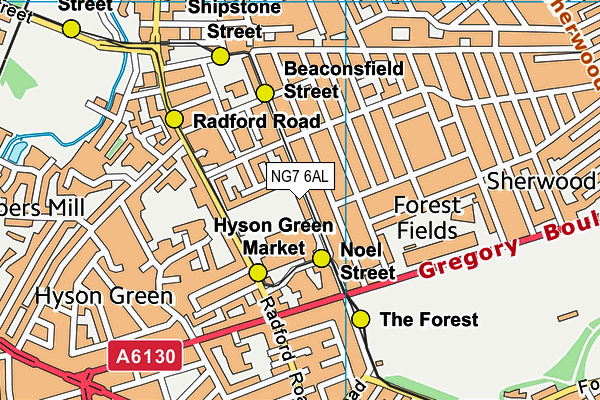 NG7 6AL map - OS VectorMap District (Ordnance Survey)