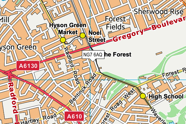 NG7 6AQ map - OS VectorMap District (Ordnance Survey)