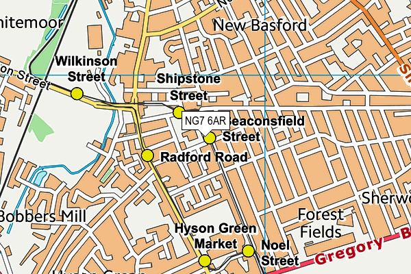 NG7 6AR map - OS VectorMap District (Ordnance Survey)