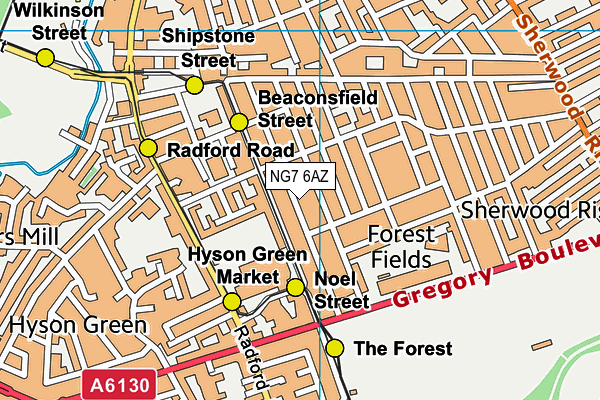 NG7 6AZ map - OS VectorMap District (Ordnance Survey)