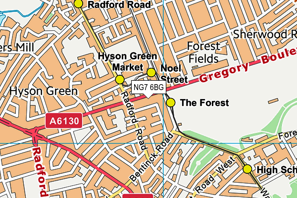 NG7 6BG map - OS VectorMap District (Ordnance Survey)