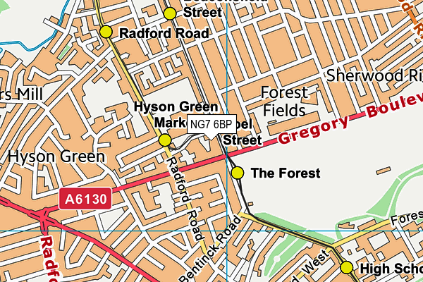 NG7 6BP map - OS VectorMap District (Ordnance Survey)