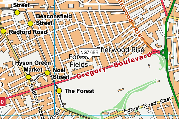 Djanogly Community Leisure Centre map (NG7 6BR) - OS VectorMap District (Ordnance Survey)