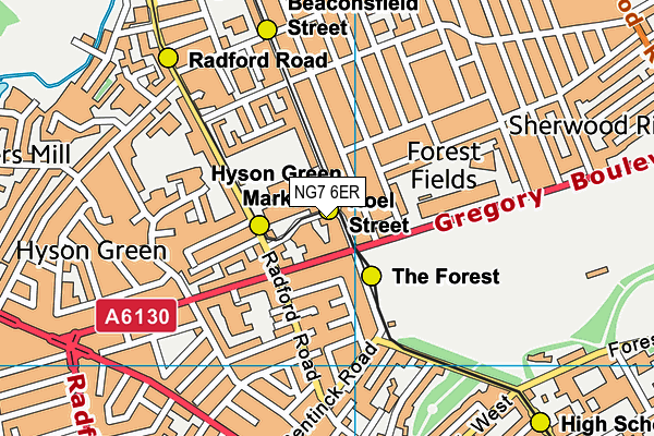Hyson Green Youth Club map (NG7 6ER) - OS VectorMap District (Ordnance Survey)
