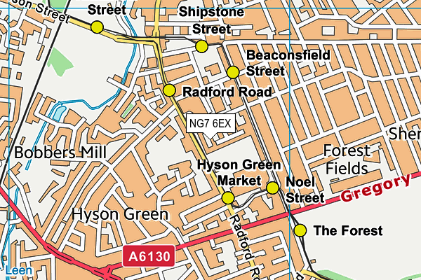 NG7 6EX map - OS VectorMap District (Ordnance Survey)