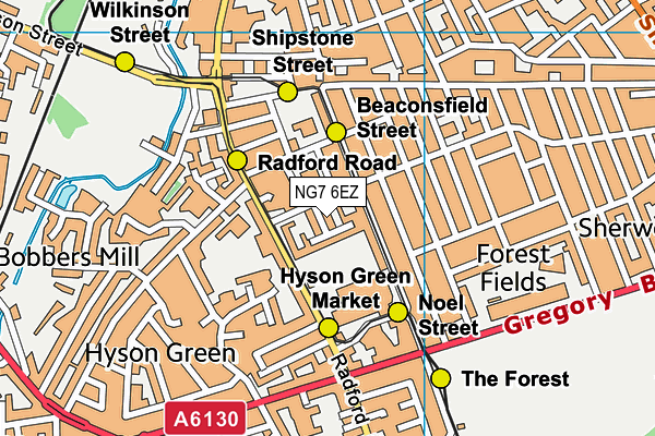 NG7 6EZ map - OS VectorMap District (Ordnance Survey)