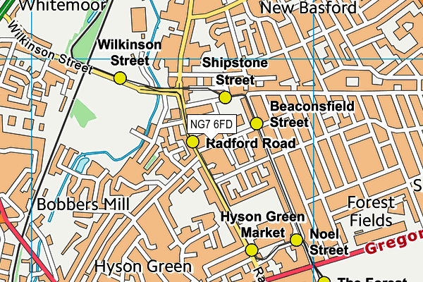 NG7 6FD map - OS VectorMap District (Ordnance Survey)