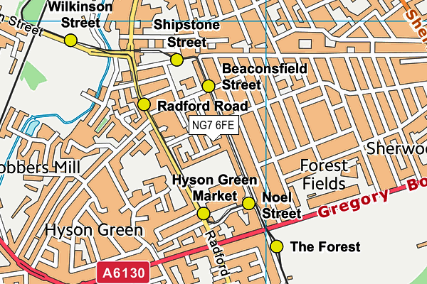 NG7 6FE map - OS VectorMap District (Ordnance Survey)