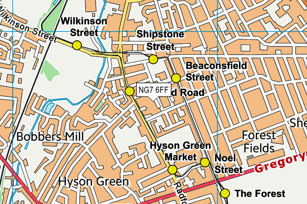 NG7 6FF map - OS VectorMap District (Ordnance Survey)