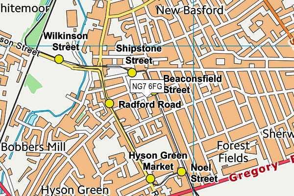 NG7 6FG map - OS VectorMap District (Ordnance Survey)