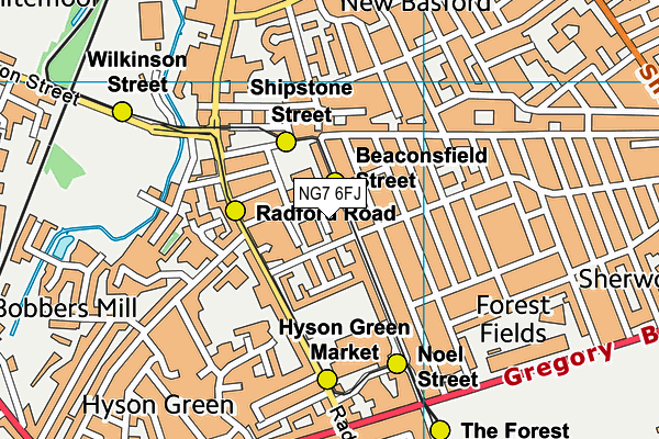 NG7 6FJ map - OS VectorMap District (Ordnance Survey)
