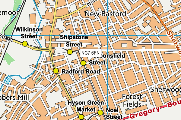 NG7 6FN map - OS VectorMap District (Ordnance Survey)