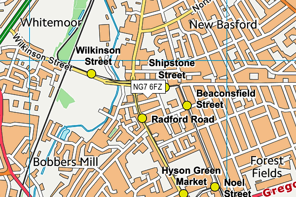 NG7 6FZ map - OS VectorMap District (Ordnance Survey)