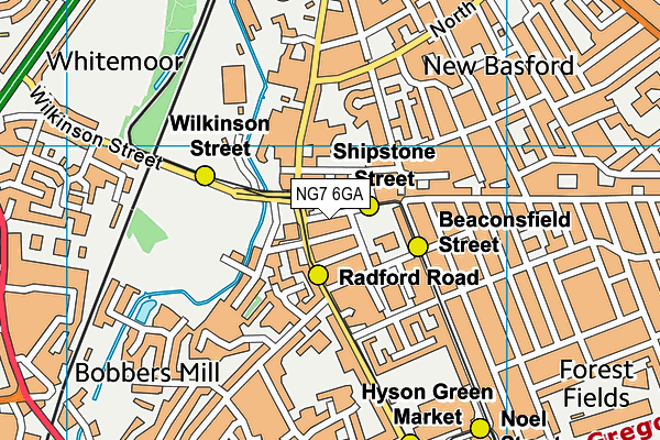 NG7 6GA map - OS VectorMap District (Ordnance Survey)