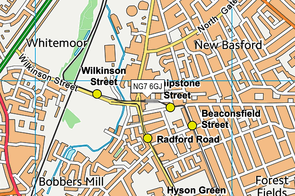 NG7 6GJ map - OS VectorMap District (Ordnance Survey)