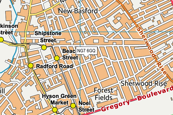 NG7 6GQ map - OS VectorMap District (Ordnance Survey)