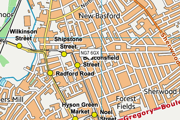 NG7 6GX map - OS VectorMap District (Ordnance Survey)