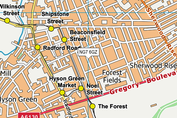 NG7 6GZ map - OS VectorMap District (Ordnance Survey)