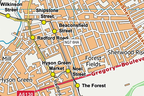 NG7 6HA map - OS VectorMap District (Ordnance Survey)