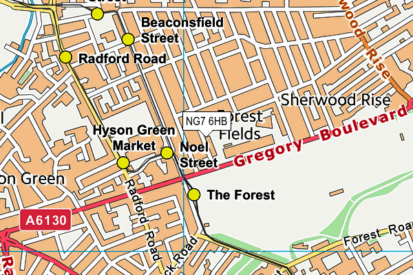 NG7 6HB map - OS VectorMap District (Ordnance Survey)