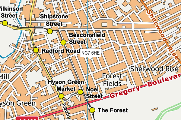 NG7 6HE map - OS VectorMap District (Ordnance Survey)