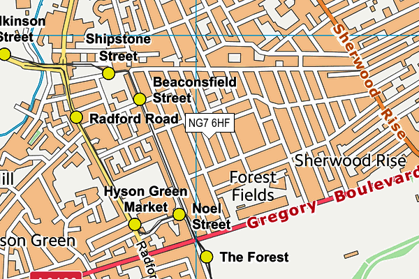 NG7 6HF map - OS VectorMap District (Ordnance Survey)