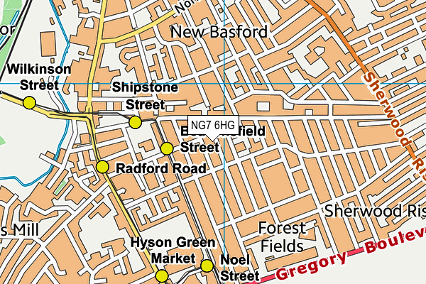 NG7 6HG map - OS VectorMap District (Ordnance Survey)