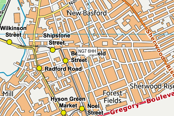 NG7 6HH map - OS VectorMap District (Ordnance Survey)