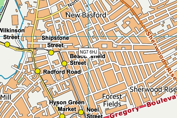 NG7 6HJ map - OS VectorMap District (Ordnance Survey)