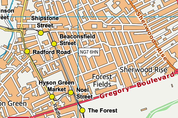 NG7 6HN map - OS VectorMap District (Ordnance Survey)