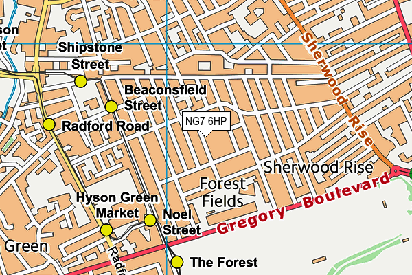 NG7 6HP map - OS VectorMap District (Ordnance Survey)