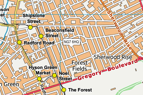 NG7 6HQ map - OS VectorMap District (Ordnance Survey)