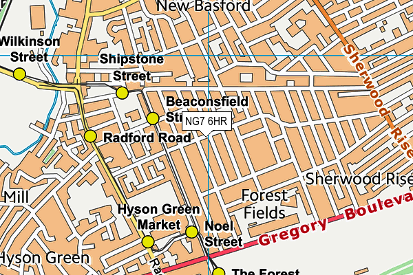 NG7 6HR map - OS VectorMap District (Ordnance Survey)