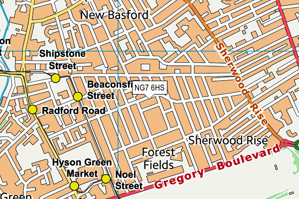 NG7 6HS map - OS VectorMap District (Ordnance Survey)
