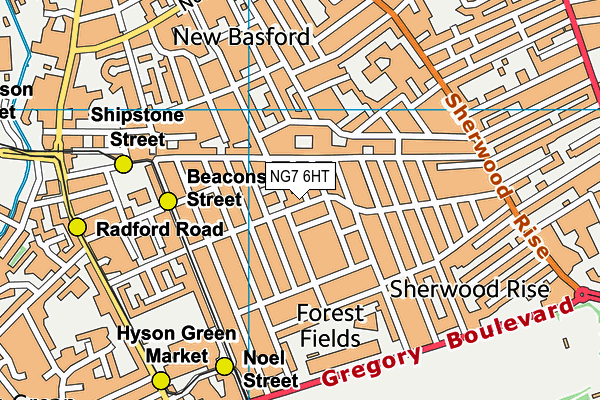 NG7 6HT map - OS VectorMap District (Ordnance Survey)