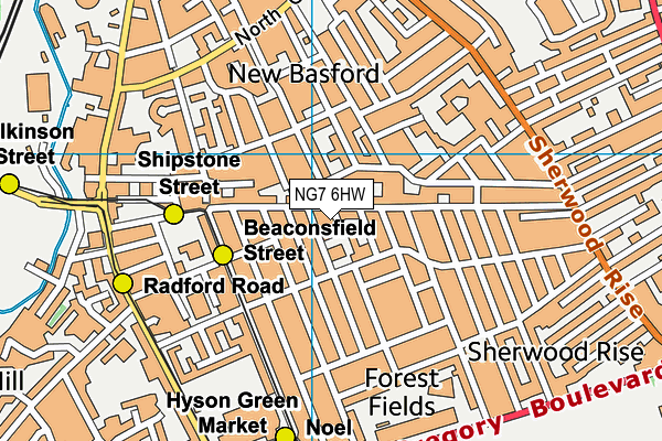 NG7 6HW map - OS VectorMap District (Ordnance Survey)