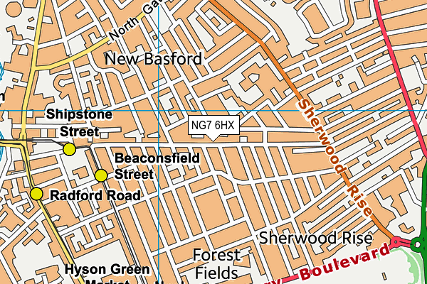 NG7 6HX map - OS VectorMap District (Ordnance Survey)