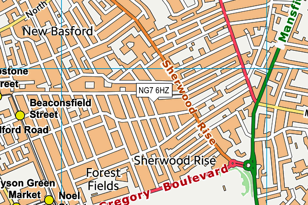 NG7 6HZ map - OS VectorMap District (Ordnance Survey)