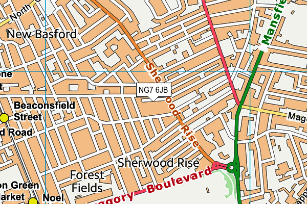 NG7 6JB map - OS VectorMap District (Ordnance Survey)