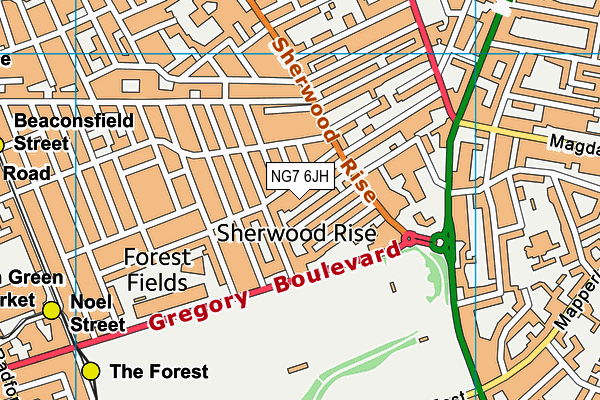 NG7 6JH map - OS VectorMap District (Ordnance Survey)