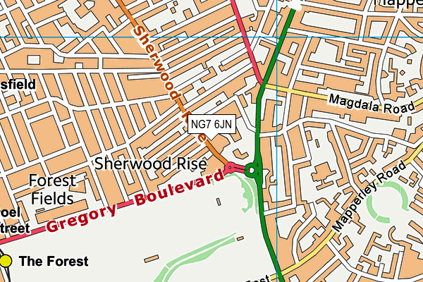 NG7 6JN map - OS VectorMap District (Ordnance Survey)