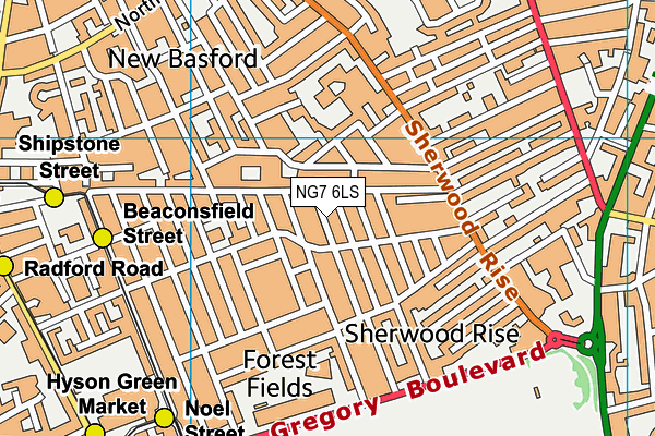 NG7 6LS map - OS VectorMap District (Ordnance Survey)