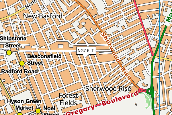 NG7 6LT map - OS VectorMap District (Ordnance Survey)