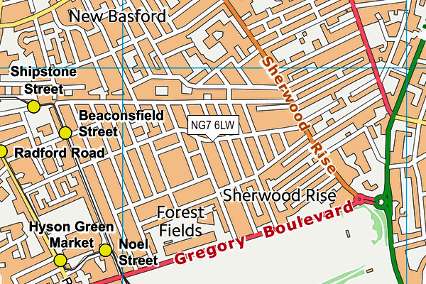 NG7 6LW map - OS VectorMap District (Ordnance Survey)