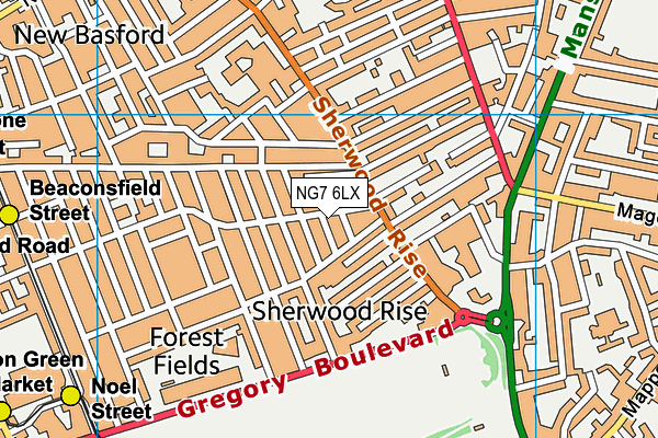 NG7 6LX map - OS VectorMap District (Ordnance Survey)