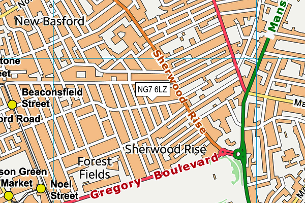 NG7 6LZ map - OS VectorMap District (Ordnance Survey)