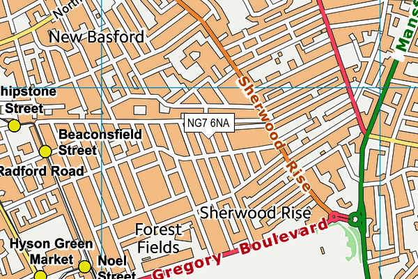 NG7 6NA map - OS VectorMap District (Ordnance Survey)