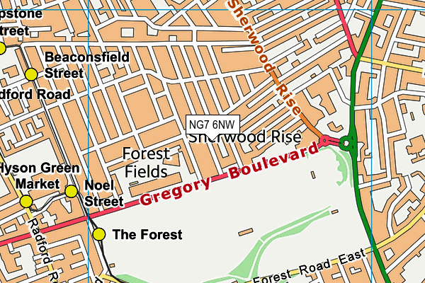 NG7 6NW map - OS VectorMap District (Ordnance Survey)